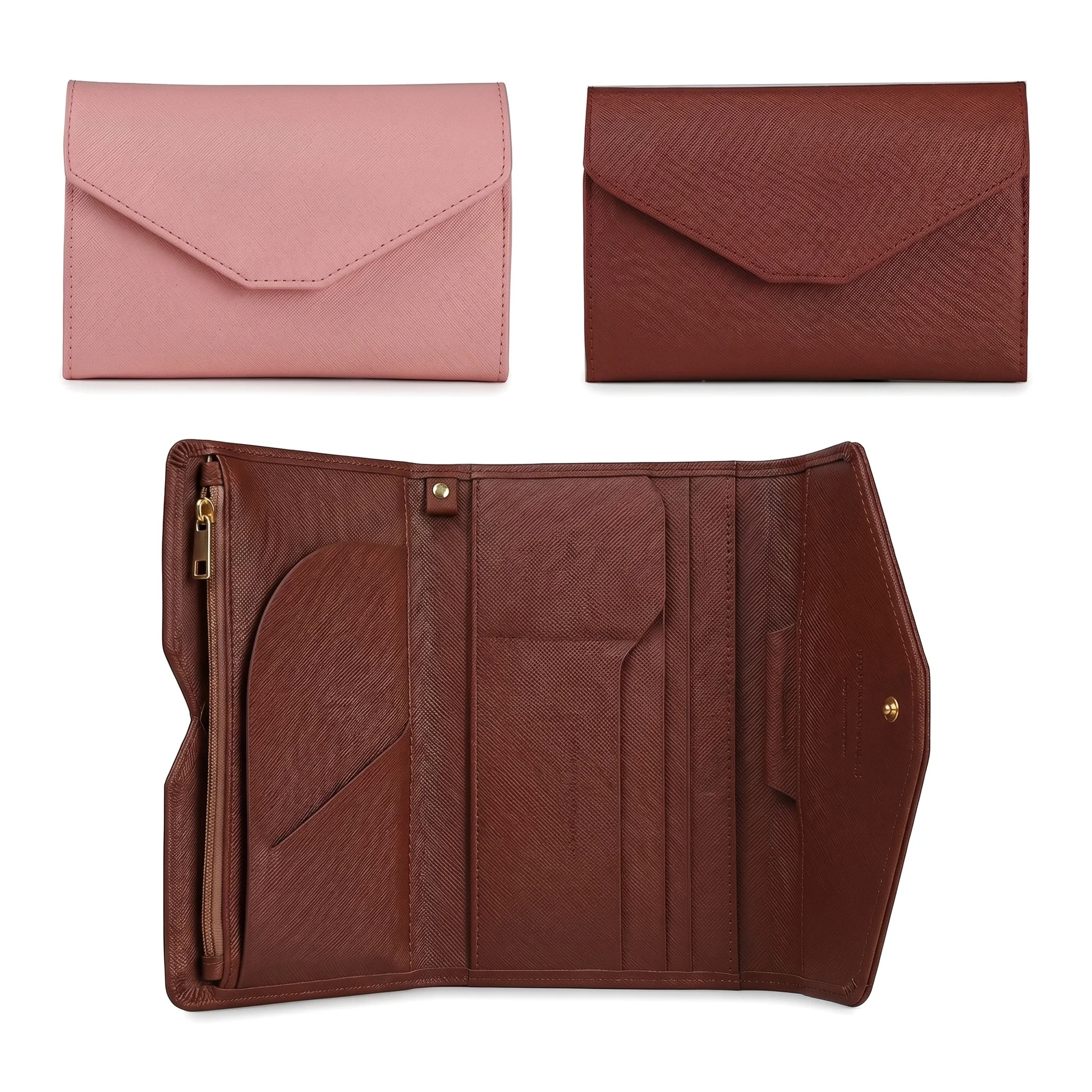 Pomelo Beste Reisepass-Brieftasche aus PU-Leder, Multikartenhalter im Briefumschlag-Stil, Clutch-Geldbörse für Damen