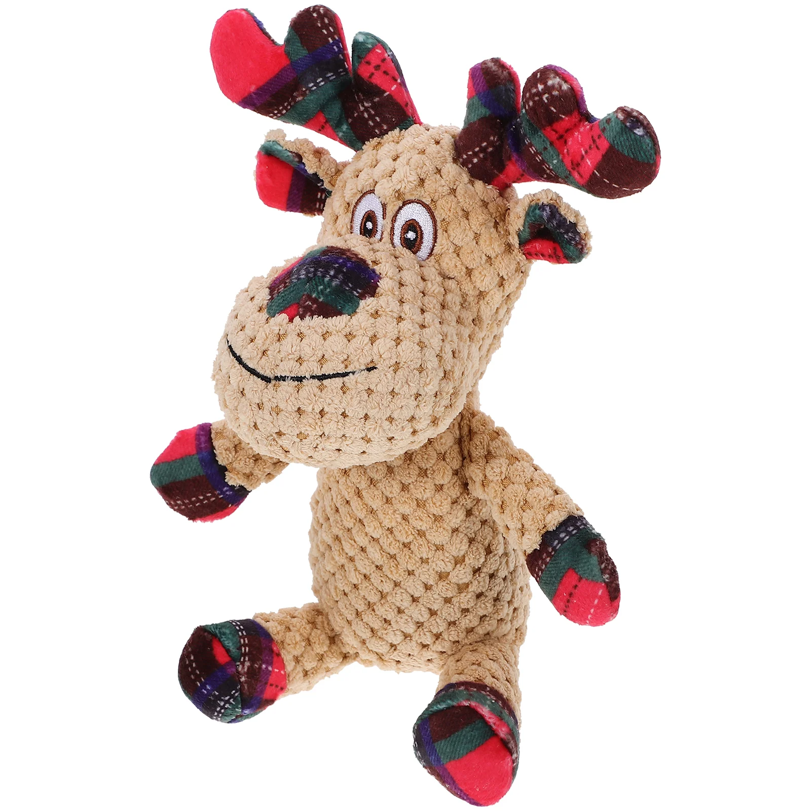 Christmas Elk Santa Style Squeaky Plush Dog Toy Figure Puppy Teething Chewable Pet Molar Sounding Biting Toy for Dogs