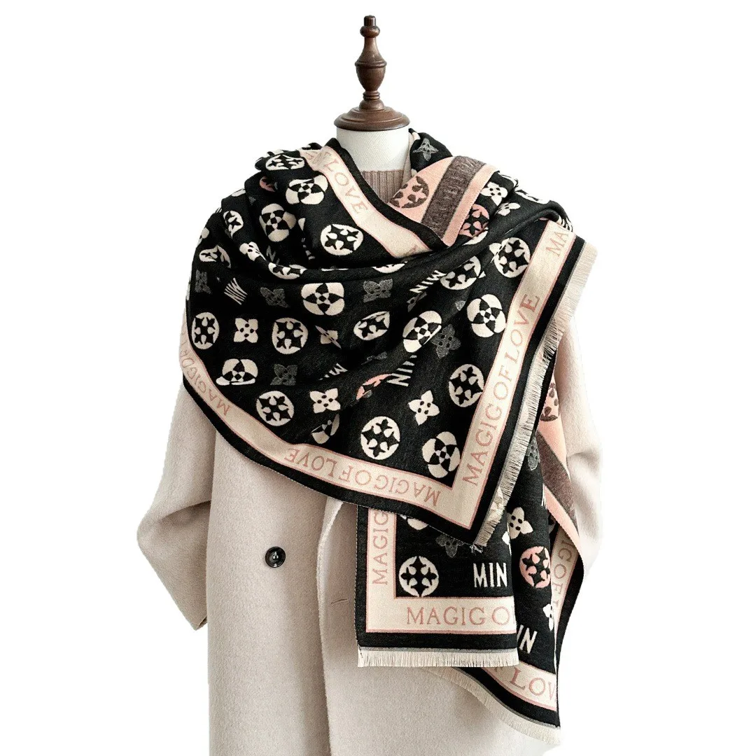 

Новый модный зимний шарф женский корейский стиль вязаный толстый теплый кашемировый шарф накидка двусторонний платок Femme