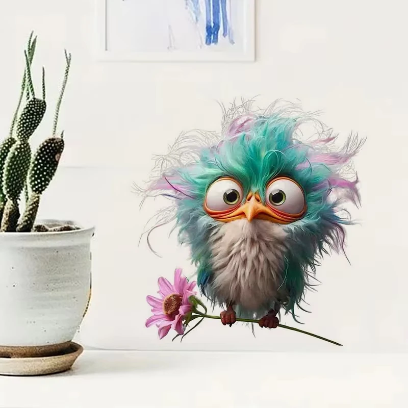 

Crazy Funny Bird Toilet Stickers Bright Wall Decals for Home Cabinet Door Fridge Vinyl Car Decoration AA393