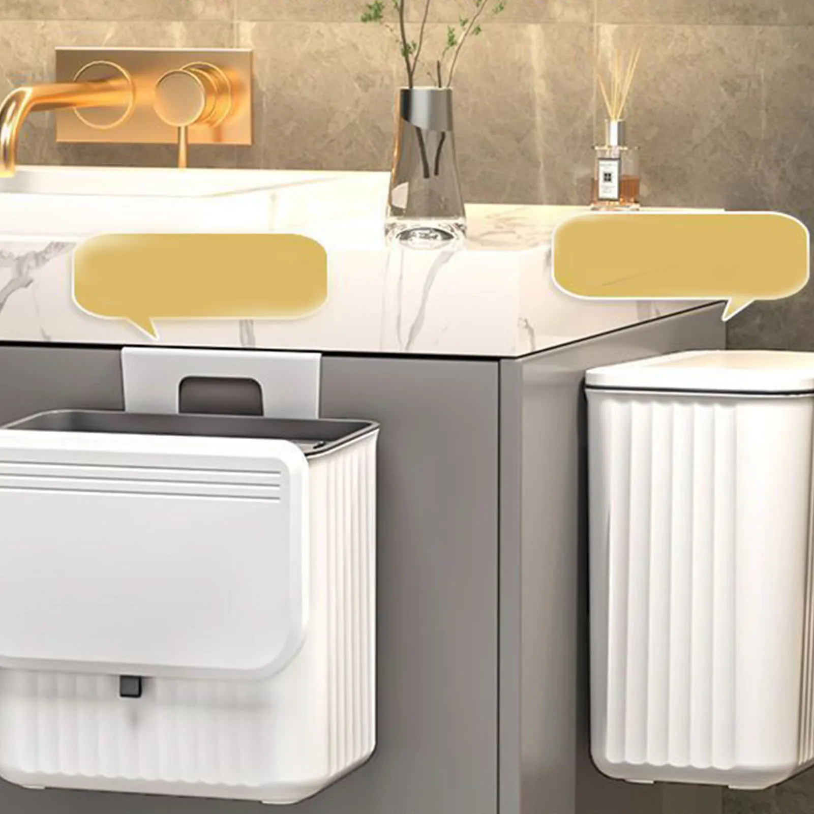 9L Wall Mounted Trash Can Household Galley Waste Bin Hanging Bathroom Trash Can With Lid Food Garbage Bin Kitchen Accessories