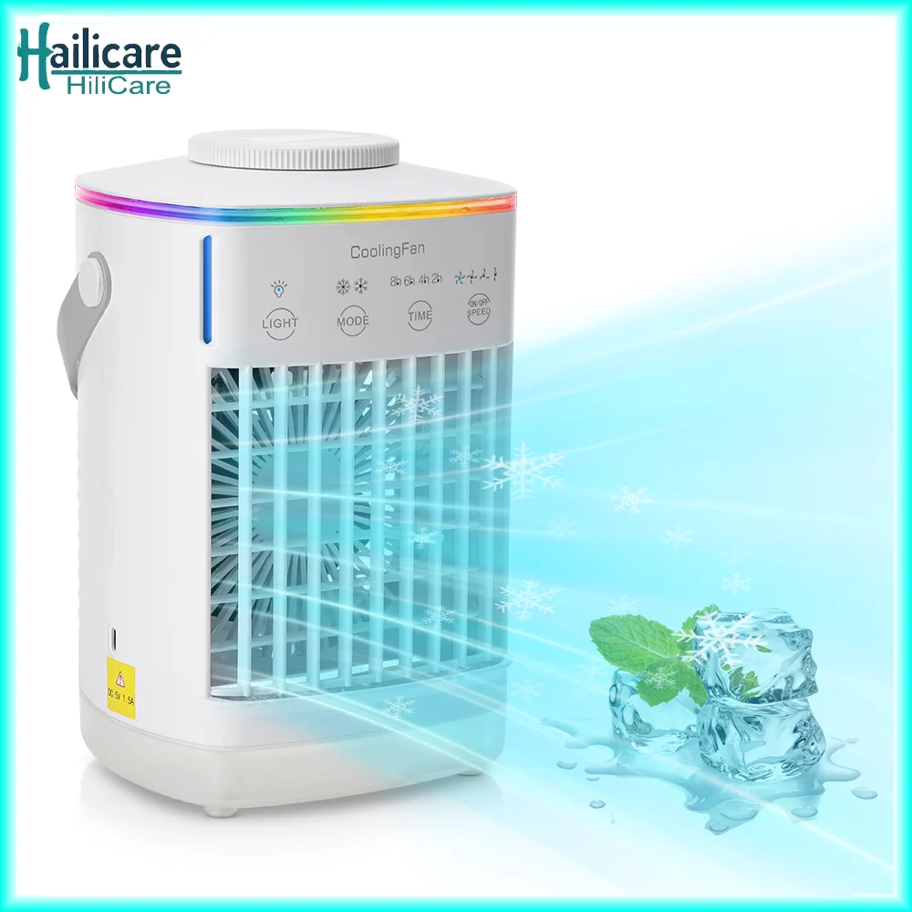

Portable Air Conditioner Water Cooling Fan Timer Mini Air Cooler Table Fan Water Tank Desktop Air Conditioning Fan Humidifier