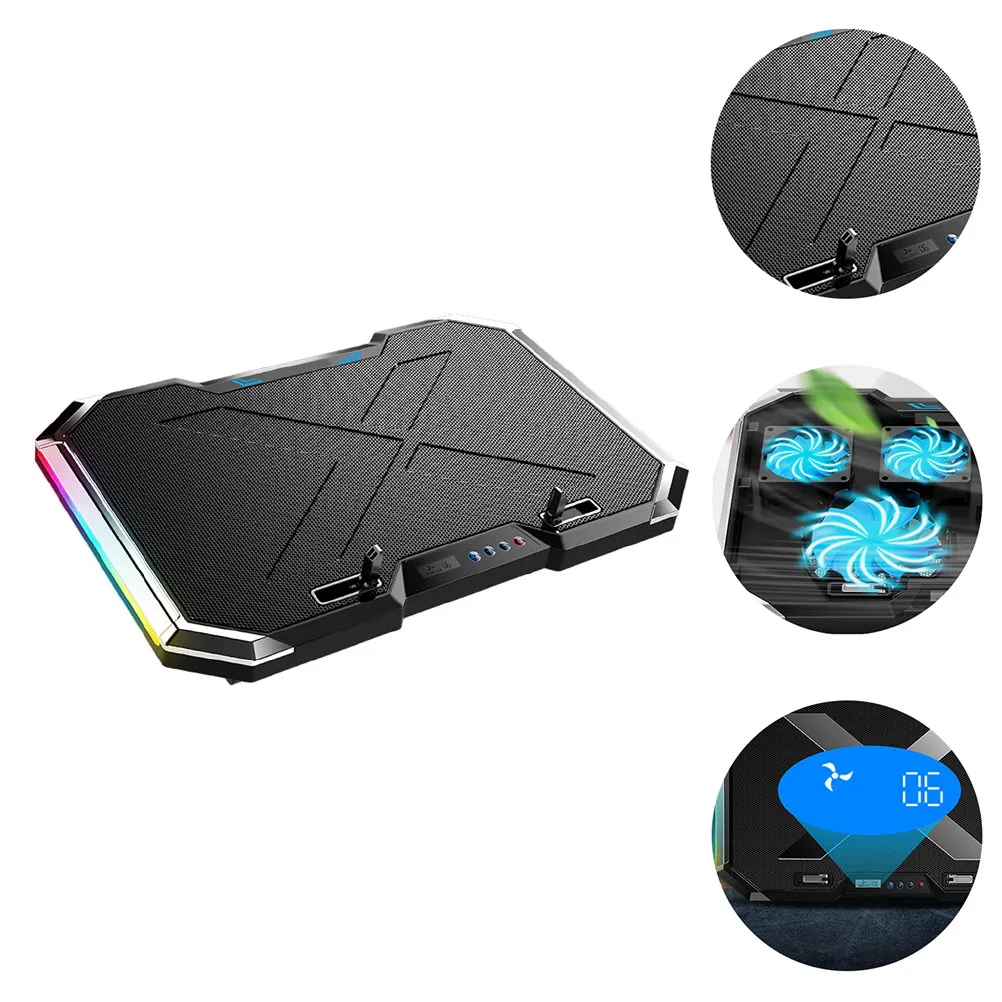 

Rgb Laptop Cooler Cooling Pad 7-Angle Adjustable Touch Screen Cooling Stand Large Fan Quiet Notebook Cooler for Gaming