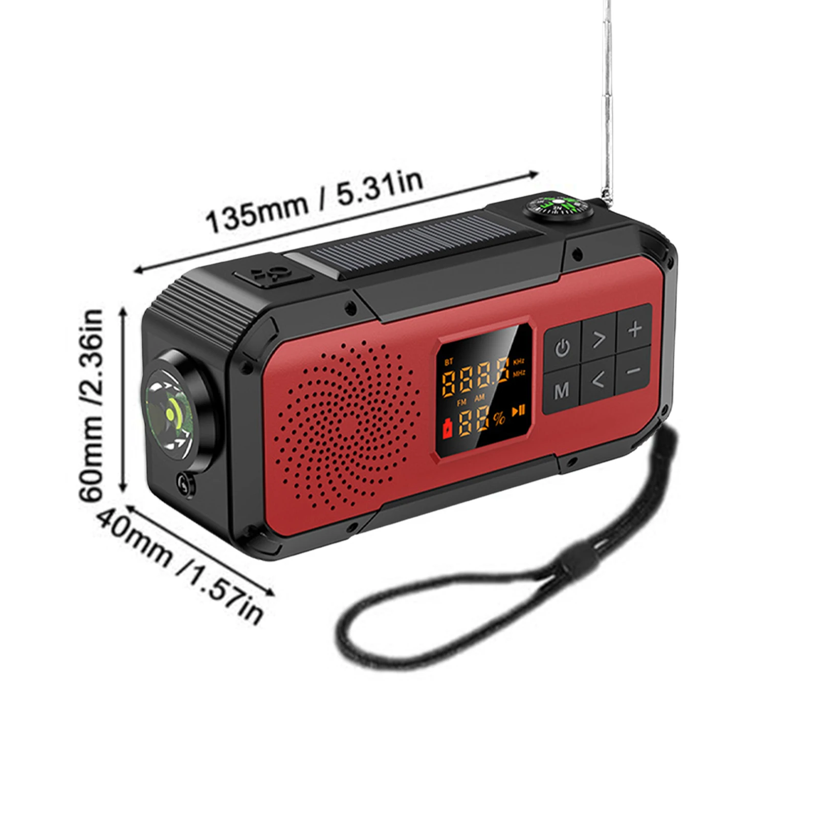 มัลติฟังก์ชั่น2000Mah วิทยุ Fm บลูทูธแบตเตอรี่วิทยุฉุกเฉิน Led ไฟฉาย/Sos