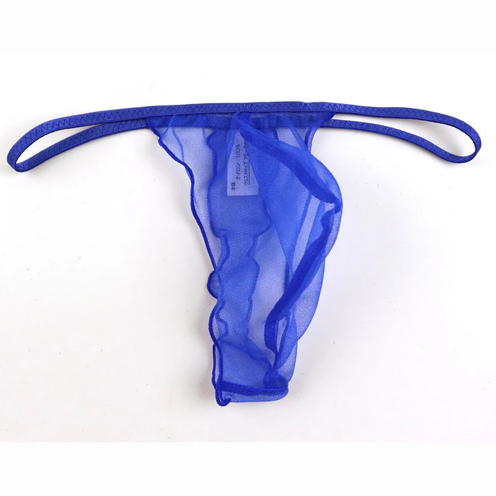 Men Mesh Underwear Sexy Briefs Low Waist Pouch Panties Smooth Sheer Lingerie Open Butt G-string Exposed Butt See Through Briefs