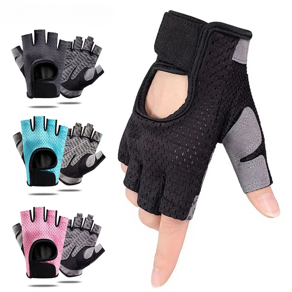 1 Paar Gewichtheber-Handschuhe, halber Finger, rutschfest, dämpfend, Fahrradhandschuhe, atmungsaktiv, für Fitness, Fahrrad, Sonnenschutz, Unisex