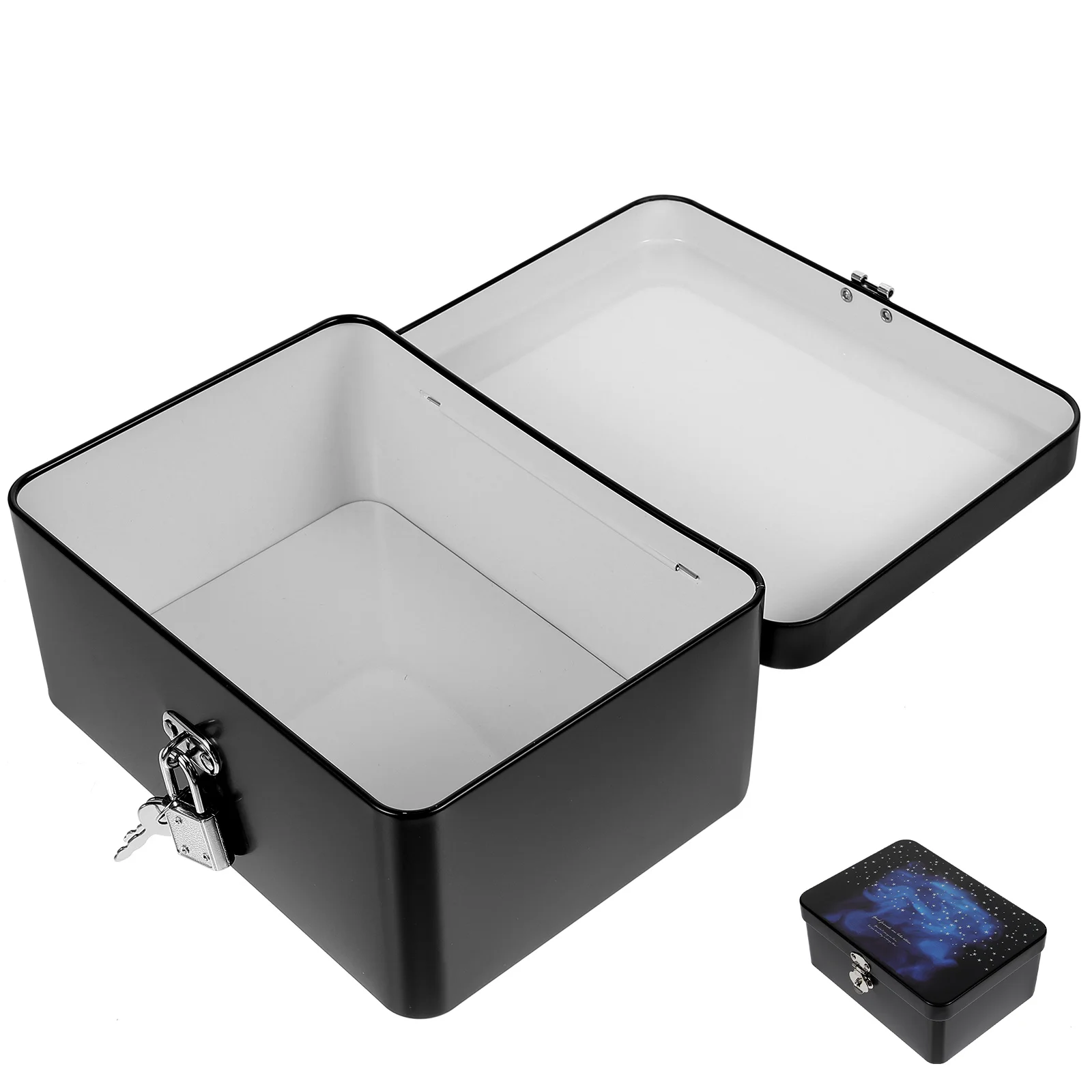 

Retro Tinplate Storage Box with Lock for Jewelry Desk Organizer Multipurpose Keepsake Box Lightweight Compact Size Safe