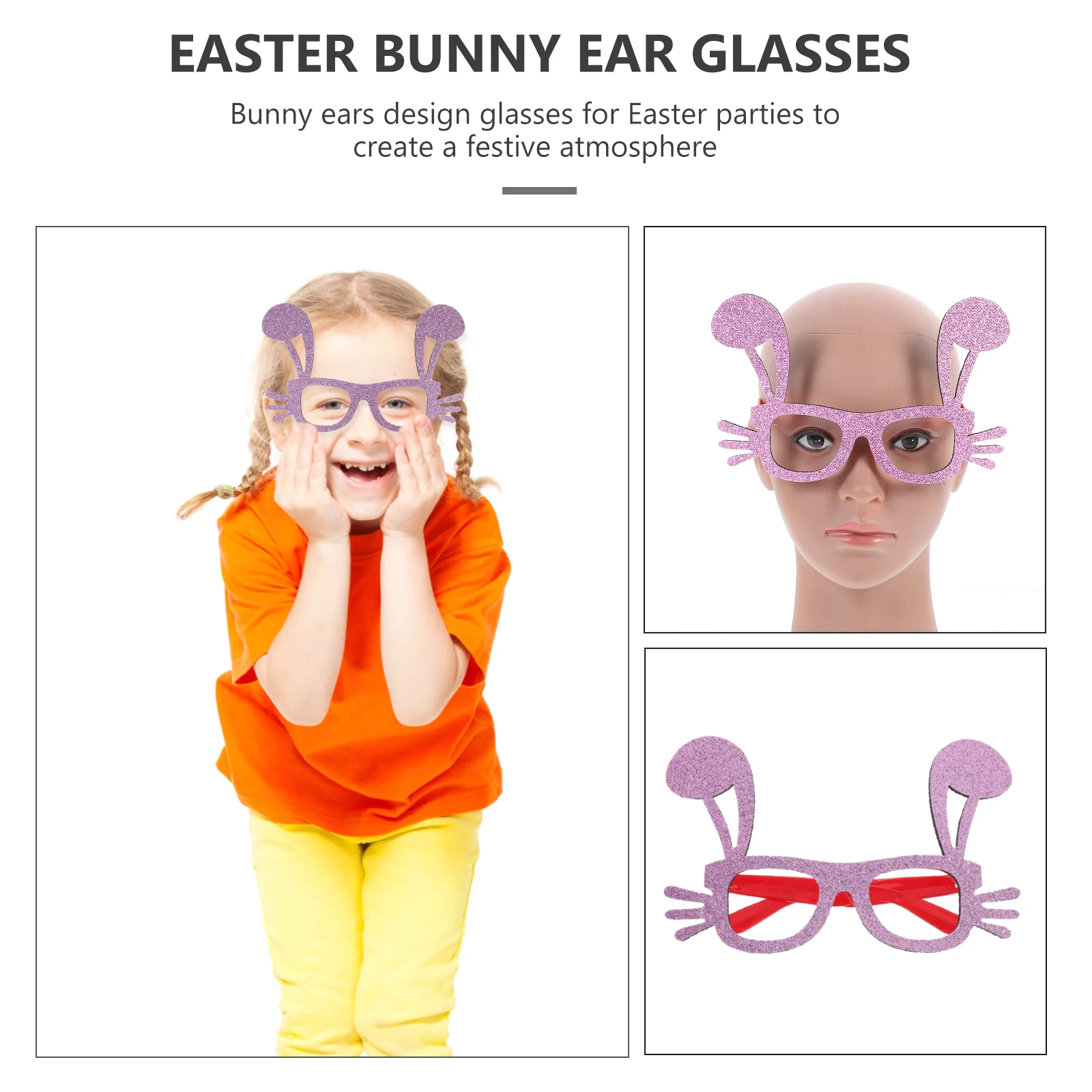 

1pcs Rabbit Ear Eyeglasses for Kids Easter Party Non-Woven Fabric Lightweight Festival Decorative Glasses Costume Accessory