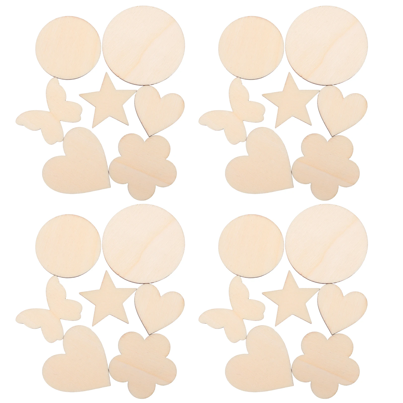 

252 PCS Wood Chip Painting Ornament Slices Blank Wooden Round Heart Shape Unfinished Embellishments Decors