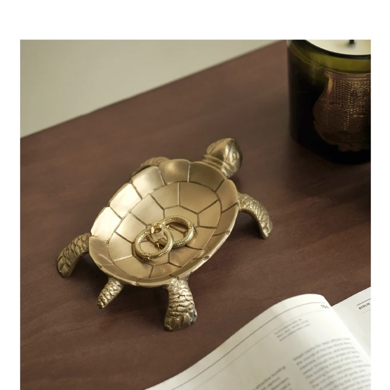 

Латунная черепаха, ручная резная поднос для хранения фруктов и закусок, небольшой орнамент, креативный поднос для мыла с животными, поднос для ювелирных изделий