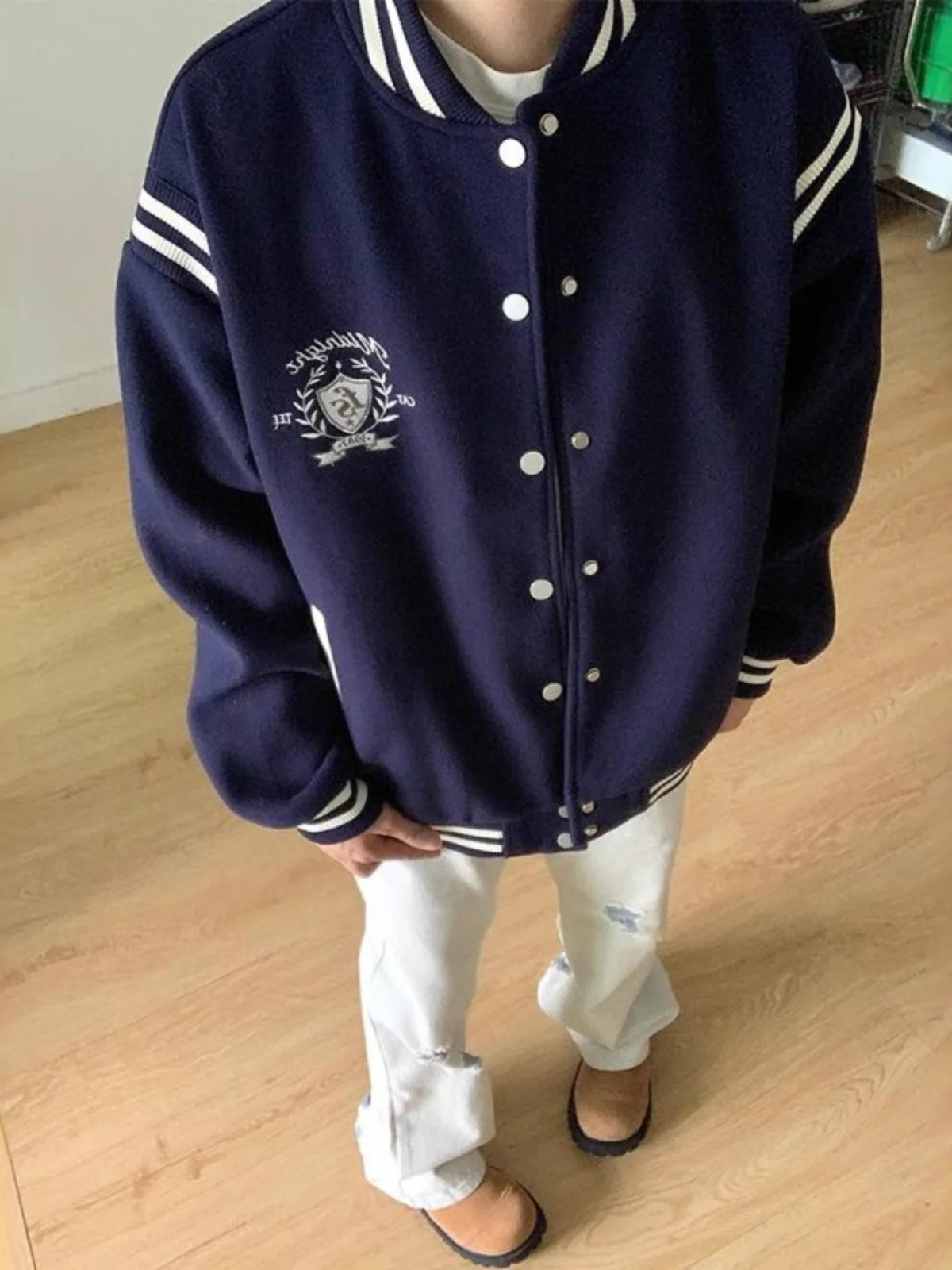 

Американский Ретро k Синий Бейсбольный Джет Мужской Модный Высококачественный Студенческий Джет Молодежный Жанр Свободного Кроя Ветрозащитный Толстый...