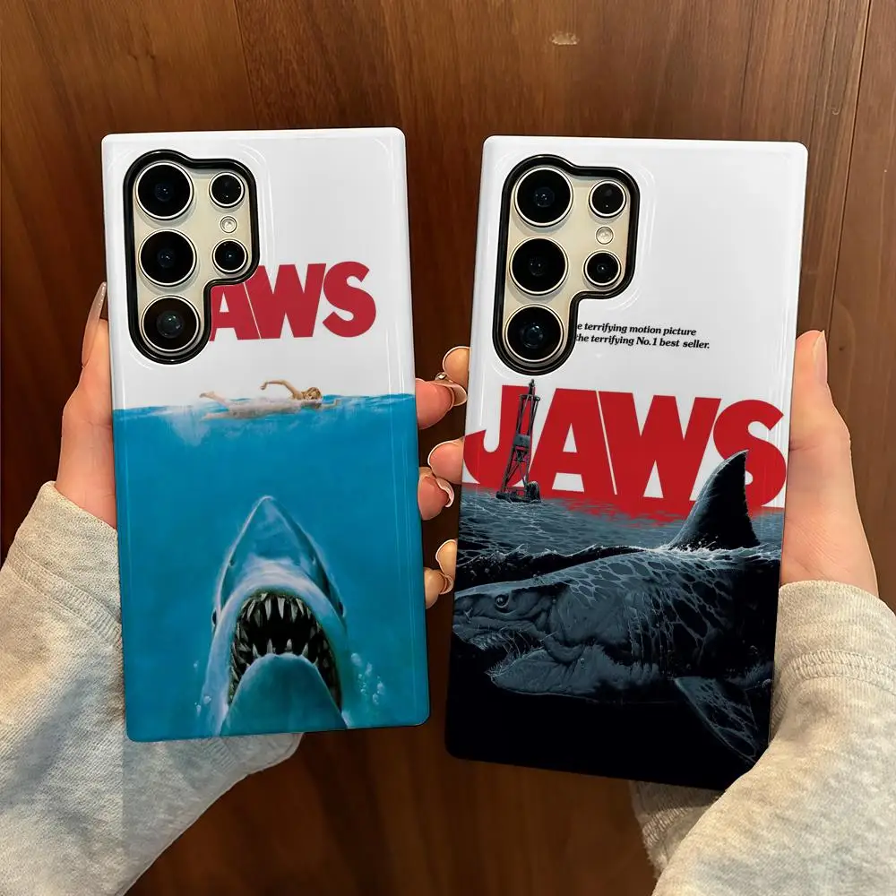 

Jaws Phone Case For Samsung S25 Film Shell Luxury GalaxyS24Ultra 23plus S22 21 A56 36 26 17 16 Double Layer Cover
