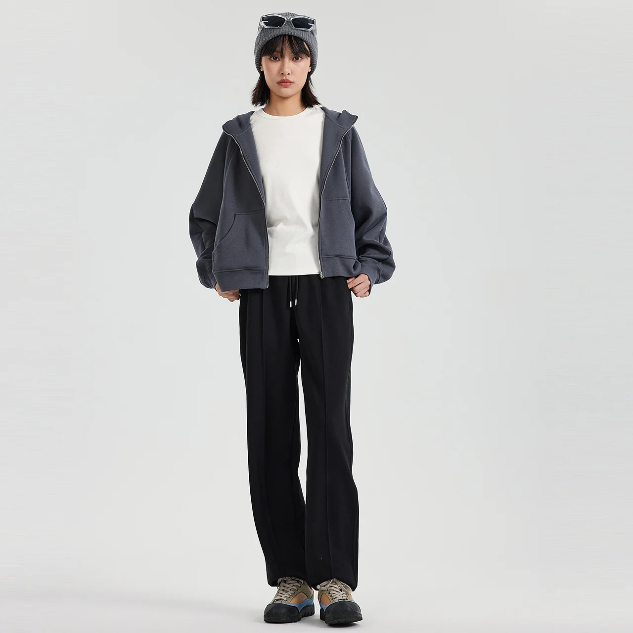 Metersbonwe Women Solid Color Classic Relaxed Tapered Pants Pinch Seam Design Soft Elastic Trousers Simple Casual Autumn Winter
