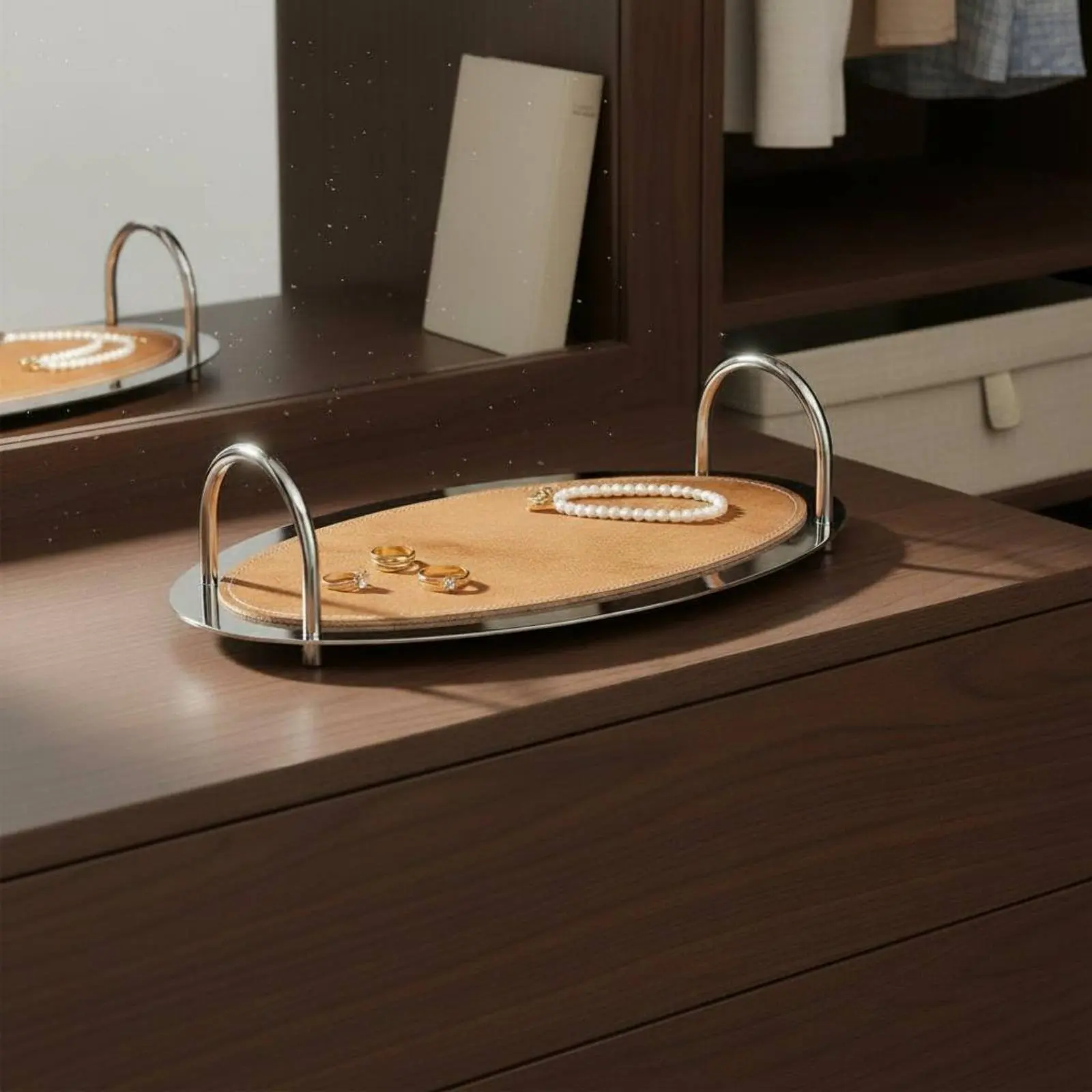 Stainless Steel Tray Modern Minimalist Decorative Tray Home Decor Multi-Use Rust Resistant for Closet
