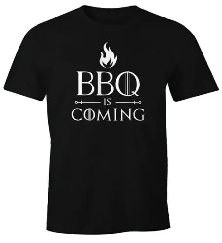 Herren T-Shirt BBQ Is Coming Barbecue Grillen Spruch lustig Fun-Shirt Moonworks®