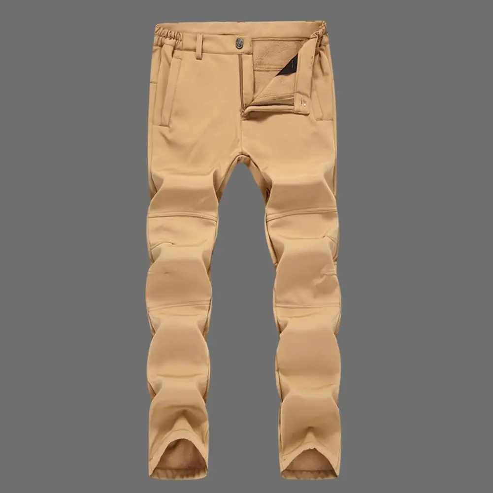 Great Men Pants Full Length Plush All Match Mid Waist Male Trousers