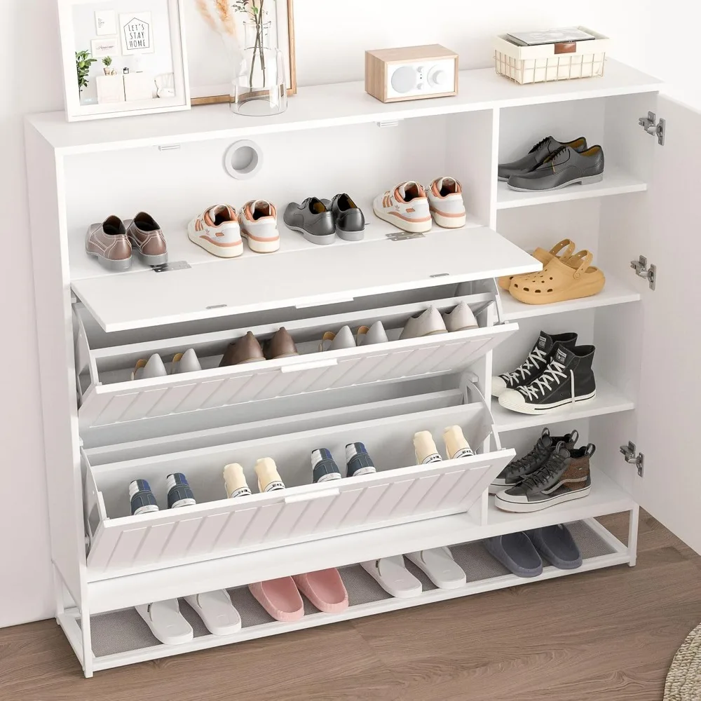 

Entryway Shoe Cabinet, White Shoe Storage Cabinet with Doors,Shoe Cabinet with Adjustable Shelves, Shoes Rack Shoe Storage