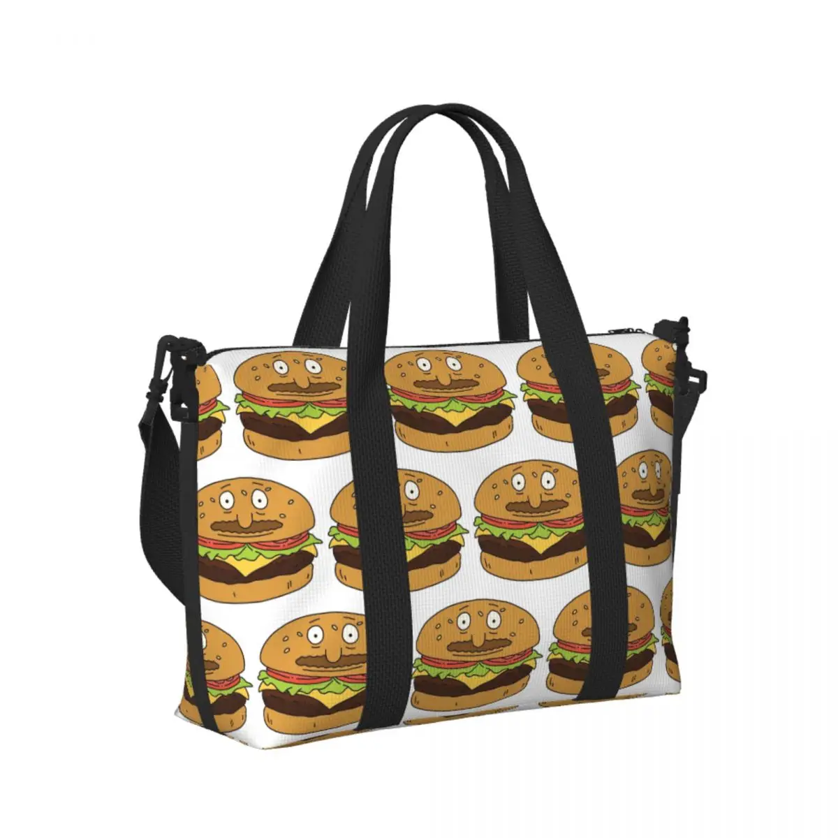 

Custom Bob As A Burger Beach Travel Bag Large Capacity Tote Bags for Gym Yoga Women Shopping Duffle Shoulder Bag