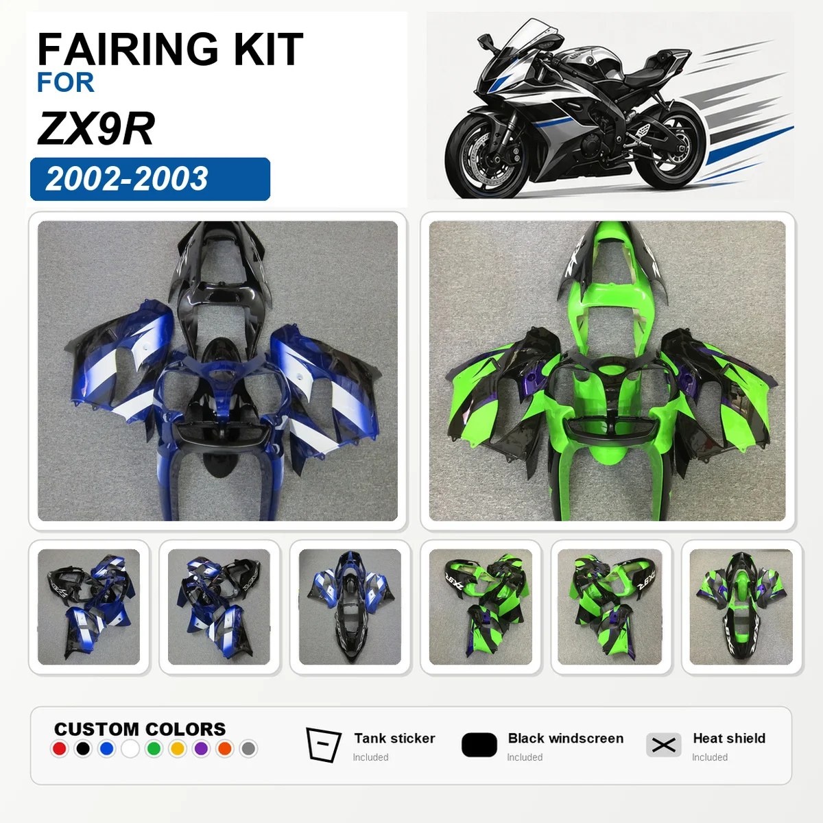 Kawasaki zx9r 2003 blue-AliExpress