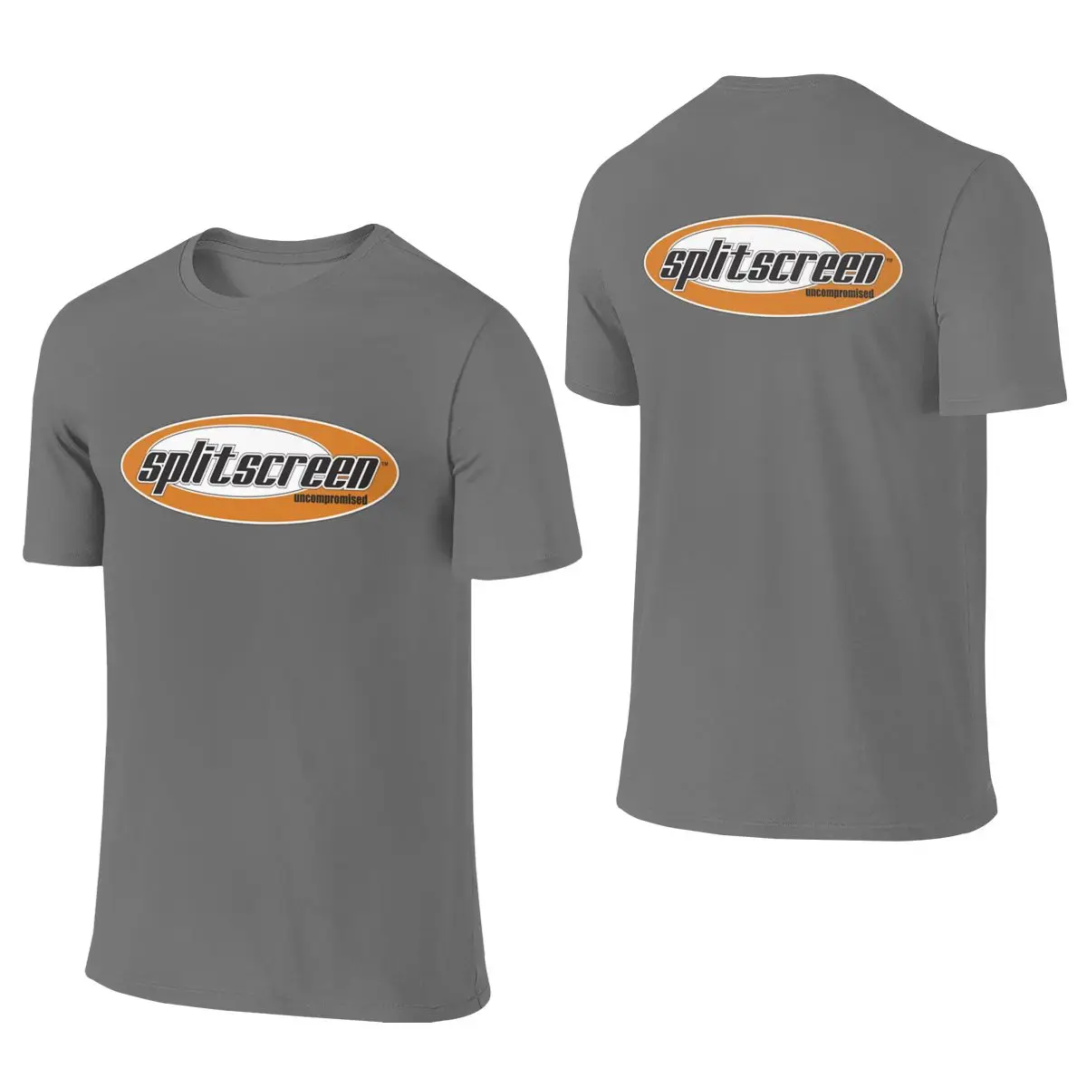 Splitscreen Logo Orange Flattering For All Body Types Reversible T-shirt Sweet-Cool Girlish Feeling Versatile Colors Shirt