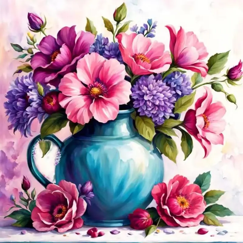 

CHENISTORY 5D Diamond Mosaic Flower Vase Cross Stitch Diamond Embroidery Sale Rhinestones Pictures Diamond Art Home Decor