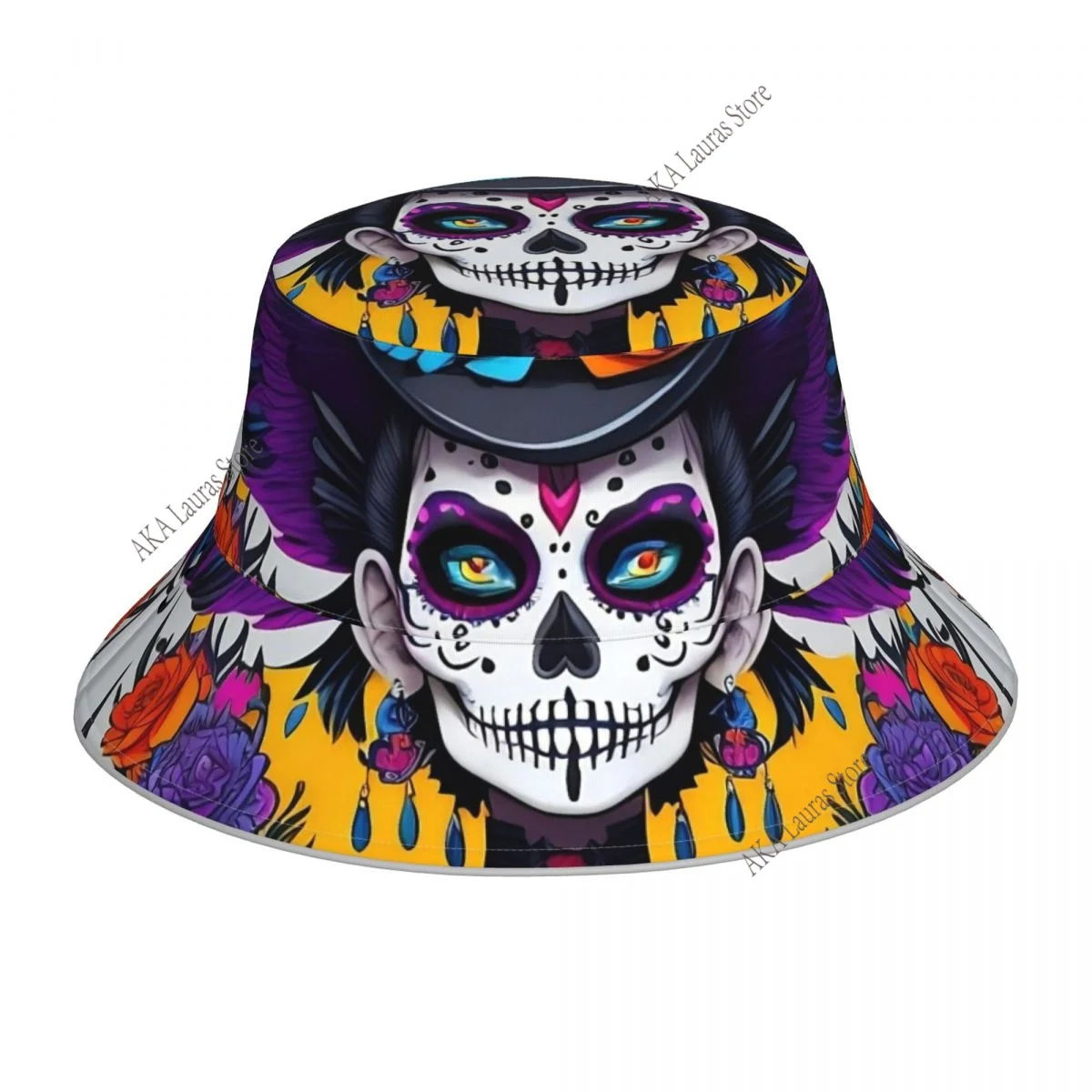 

Mexico Skull Woman Vintage Style Reflective Bucket Hat Summer Hats Fisherman Hat Foldable Women Men Sunscreen Shade Caps