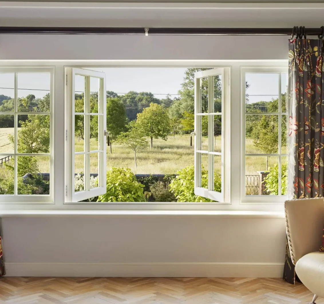 Household Wide Angle Viewing Casement Window Multiple Scenarios Available Double Layer Glass Windows Exquisite Manual Windows