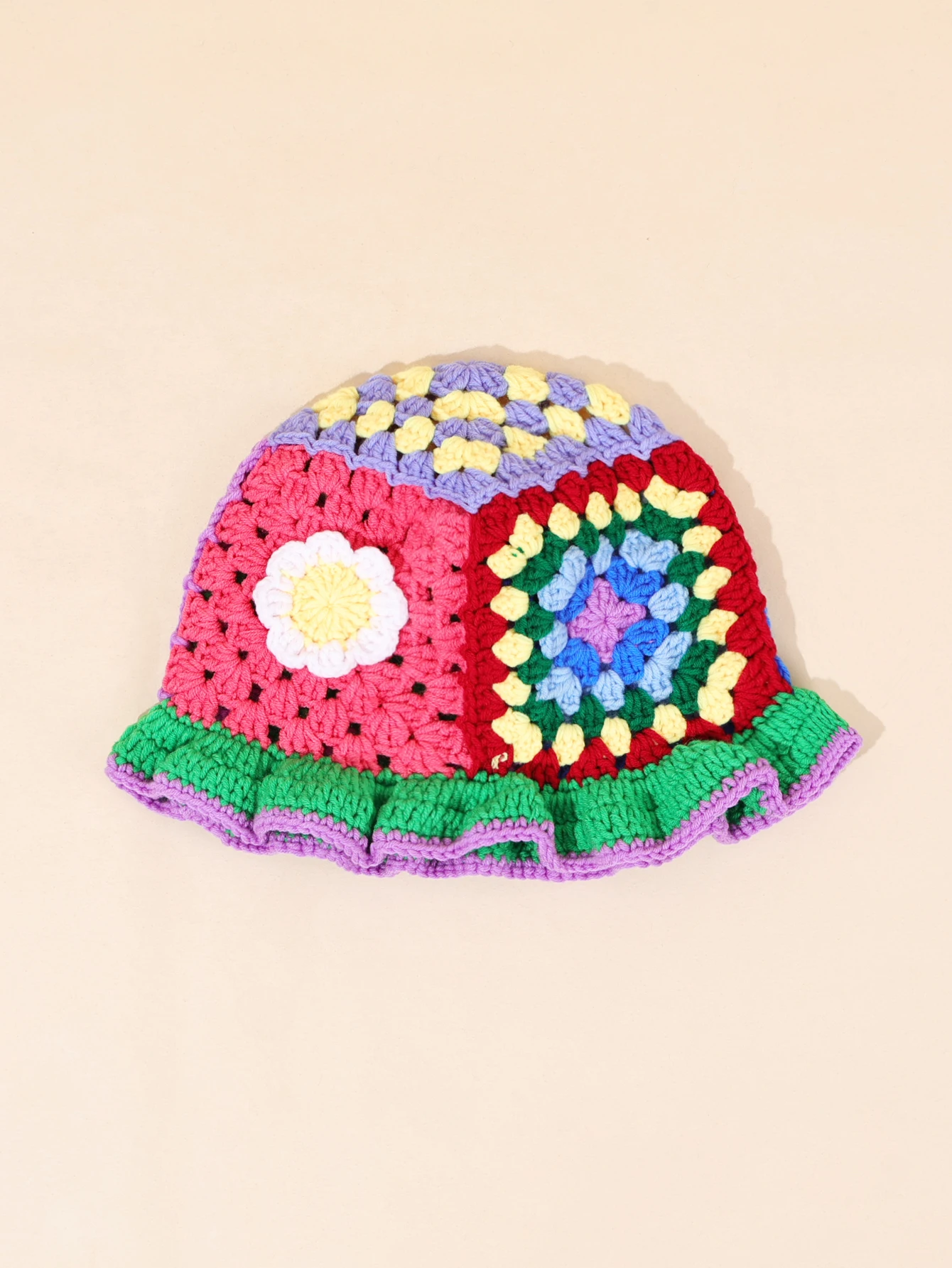 1PCFlower قبعة حوض الصوف مع العزل محبوك جوفاء، قبعة صياد/قبعة الحوض يمكن ارتداؤها مرتين #4