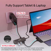 USB C Hub 4-in-1 Adapter Type-C to 5Gbps 3-Port USB 3.0 Hub 4K HDMI with Micro USB Power Port for MacBook Pro Windows Laptops PC