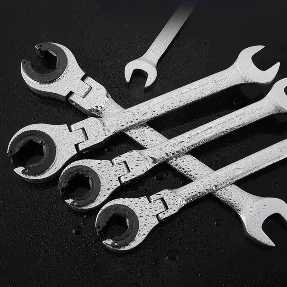 8-32mm 72 Teeth Tubing Ratchet Wrench with Open Flexible Head Wrench Car Repair Oil Wrenches Hand Tools