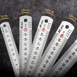 Straight Ruler Double Side Stainless Steel Metric Ruler Precision Measuring Tool 15cm/20cm/30cm/50cm School Office Supplies