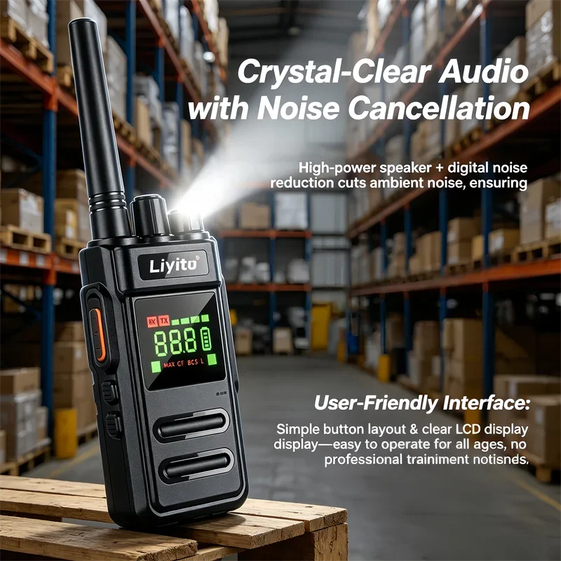 High Power UHF 400-470MHz PMR446 Handheld Walkie Talkie 32 Channels Long Range Waterproof Rechargeable for Outdoor Camping