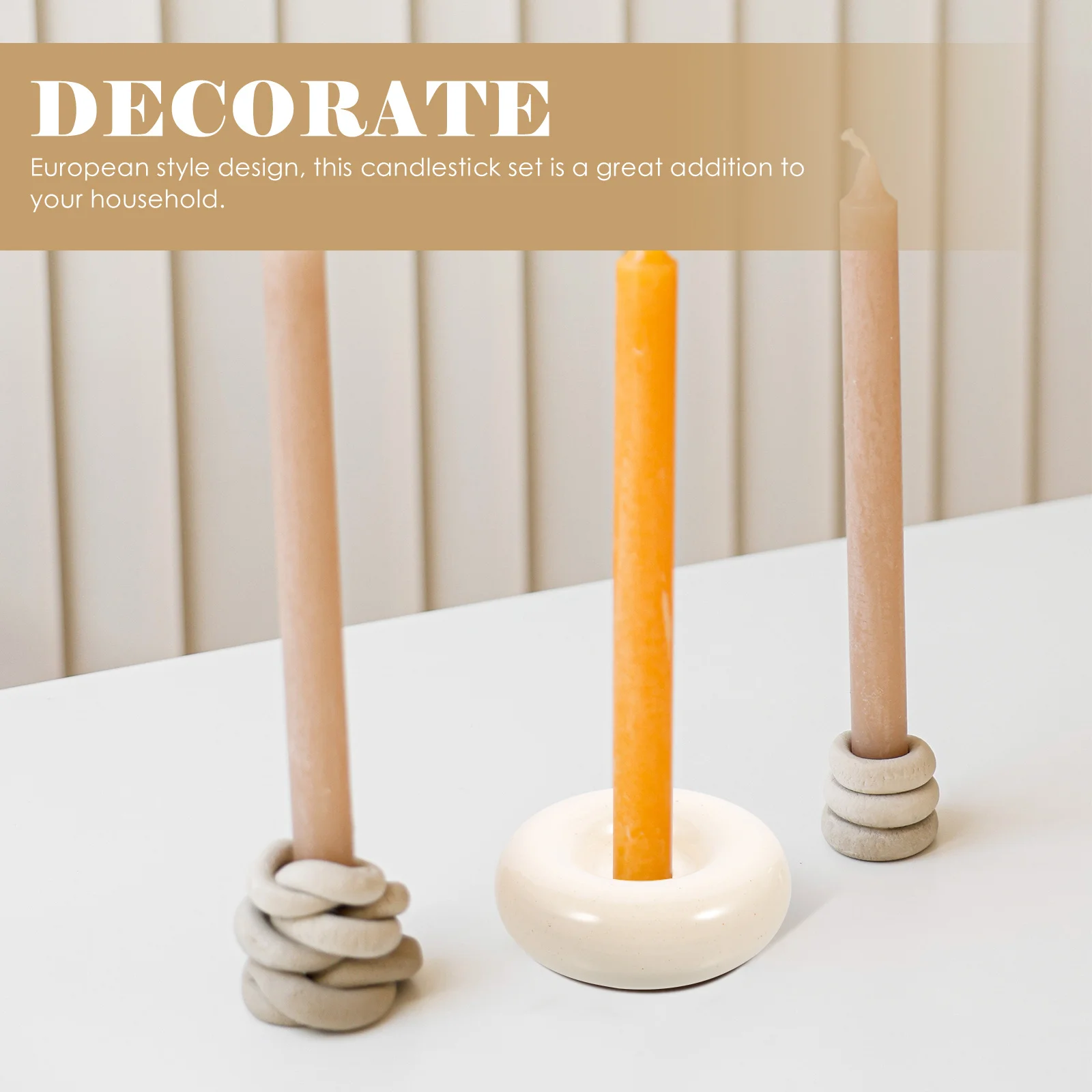 

Decorative Ceramic Candlestick Holder Heat Resistant Thickened Tea Light Holder for Office Desktop Vintage Style Base