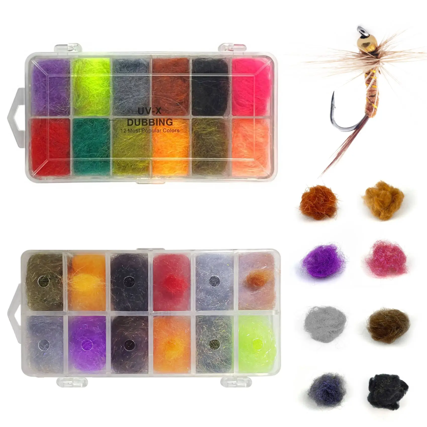 Aventik 12 Colors Fly Tying Dubbing Perfect for Any Dry Flies Hand-made Fly Fishing Materials Works Well for Tiny Midges