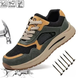 2 New Summer Casual Men's Safety Shoes Mesh Light Breathable Sneaker Puncture Proof Non Slip Work Sneakers For Men Shoes