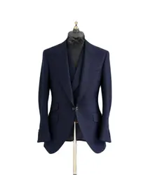 Navy Blue 3-Pcs Flare Sleeve Design Blazer Trousers Men'S Wedding Clothing Dinner Party Wear Jacket Pants Vest Social Suits Wear