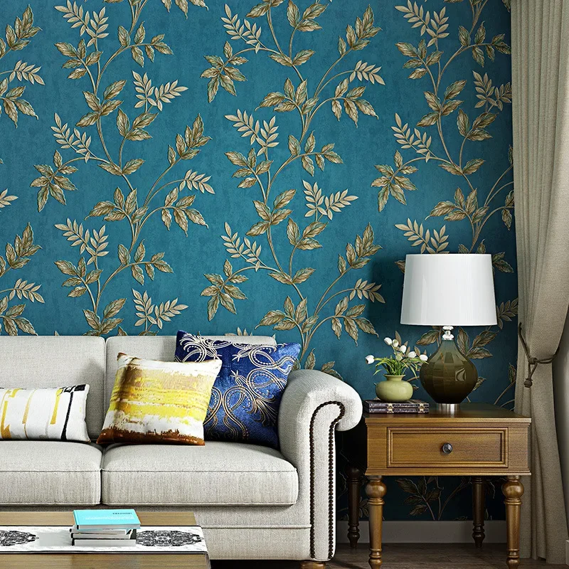 

American fine embossed branches and leaves 3D Wallpaper Bedroom living room hotel room background wall wallpaper W136