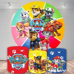 Paw Patrol Party Backdrop Round Cover Boy Kid Birthday Background Colorful Such Good Pups Decoration Cylinder Banner Poster