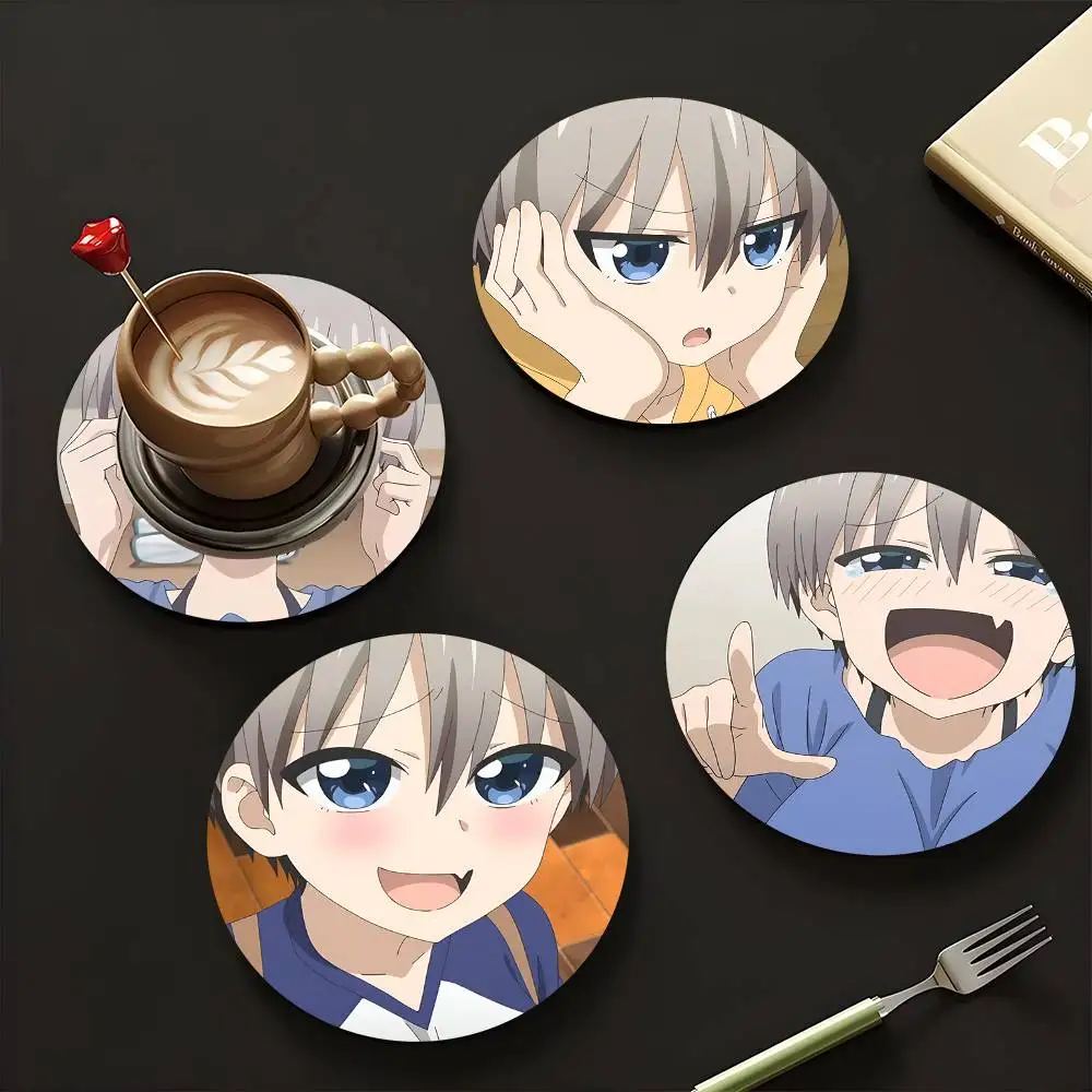 1pc Hana Uzaki Anime Characters Wooden Coaster Colour Printing Cup Mat Home Desk Decoration Gifts