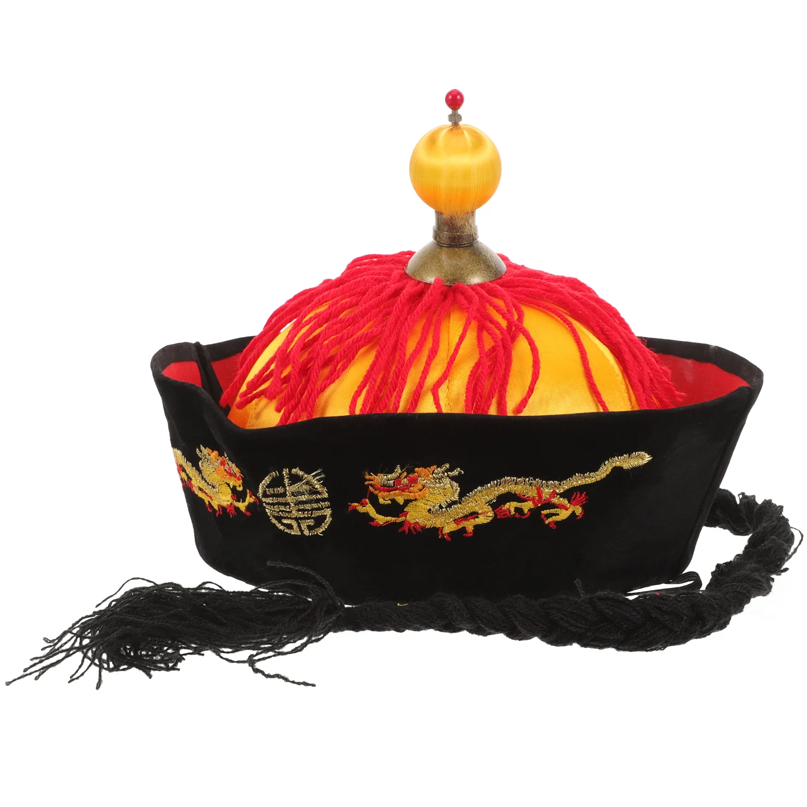 

Emperor Hat Black Edge Adult Size Chinese Style Retro Cosplay Festive Headgear Traditional Performance Stage Accessories