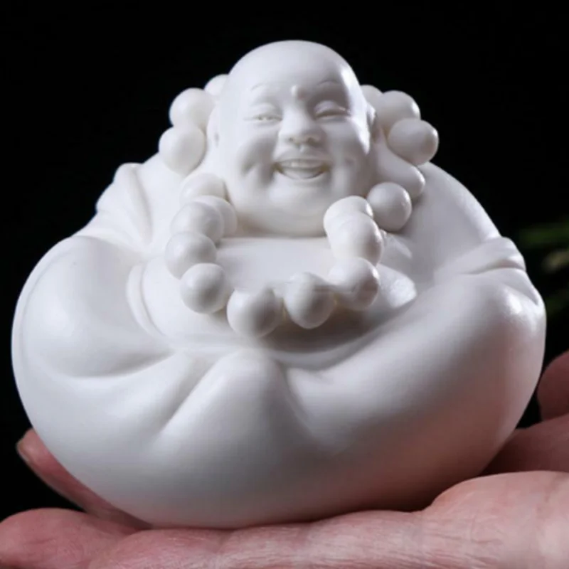 

3.1" Chinese Statues White Porcelain Ceramics Maitreya Buddha Figurine Statue