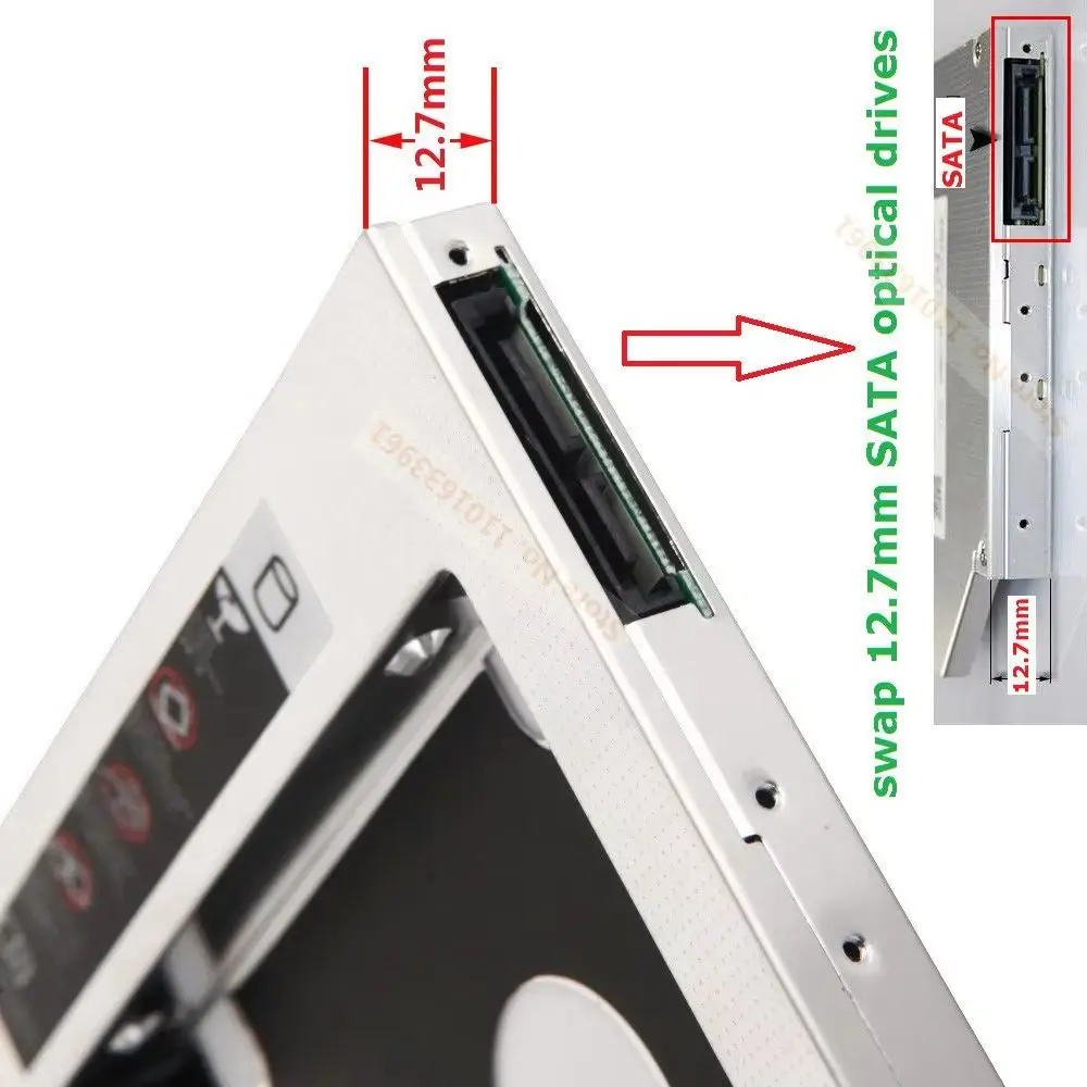 

12,7 мм SATA 2-й жесткий диск HDD SSD Оптический кронштейн рамки для Dell Inspiron 15R SE 7520 M5010 17R N5010 N5030 M5030 N7520
