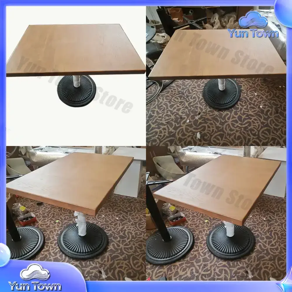 PFT20182 Luxury Square Dining Table Solid Wood Cast Iron Legs Modern Dining Room Furniture For Apartment Exterior Bathroom