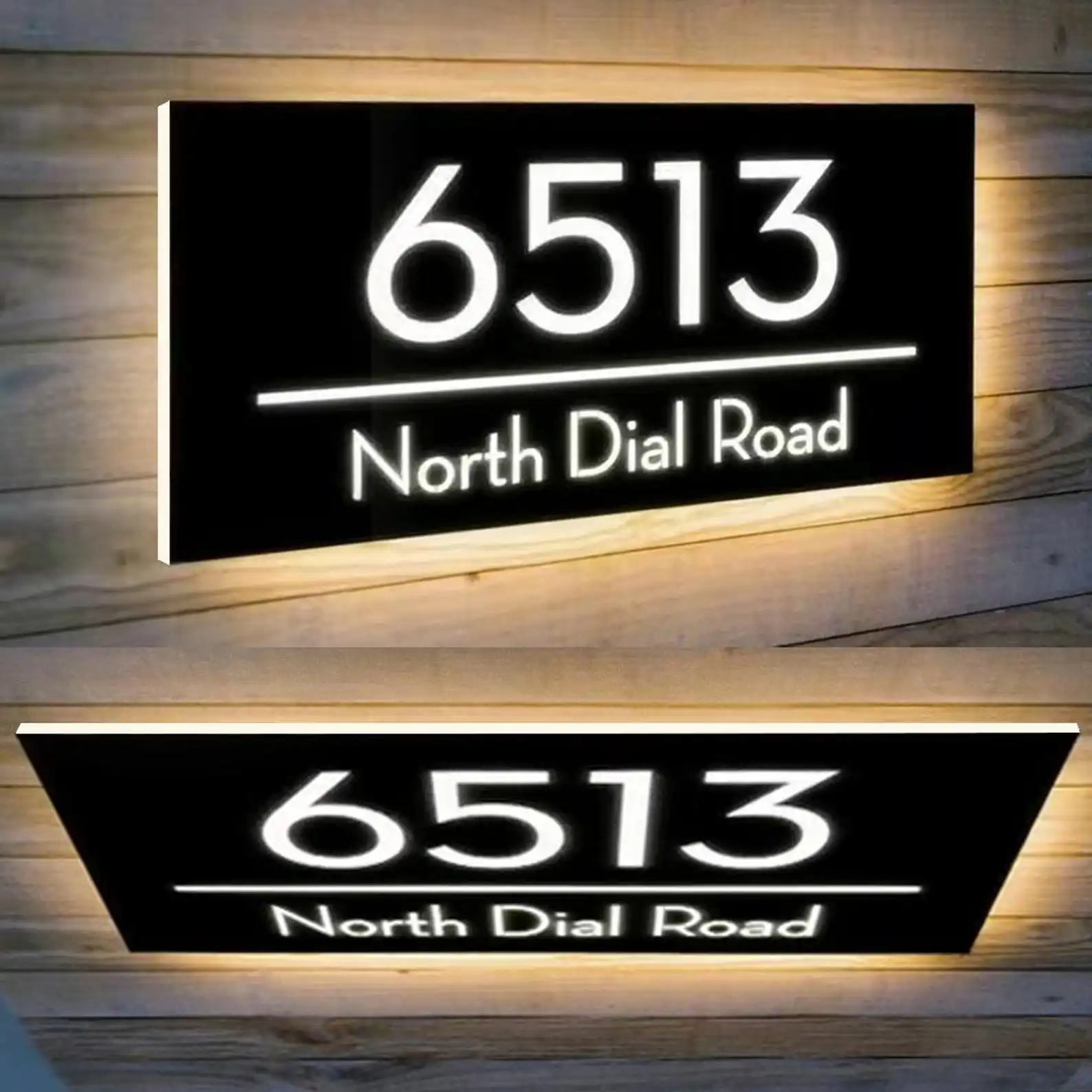 Personalized Illuminated LED Address Sign, Modern Light Up  Acrylic House Number Plaque, Durable Outdoor Waterproof Door Sign