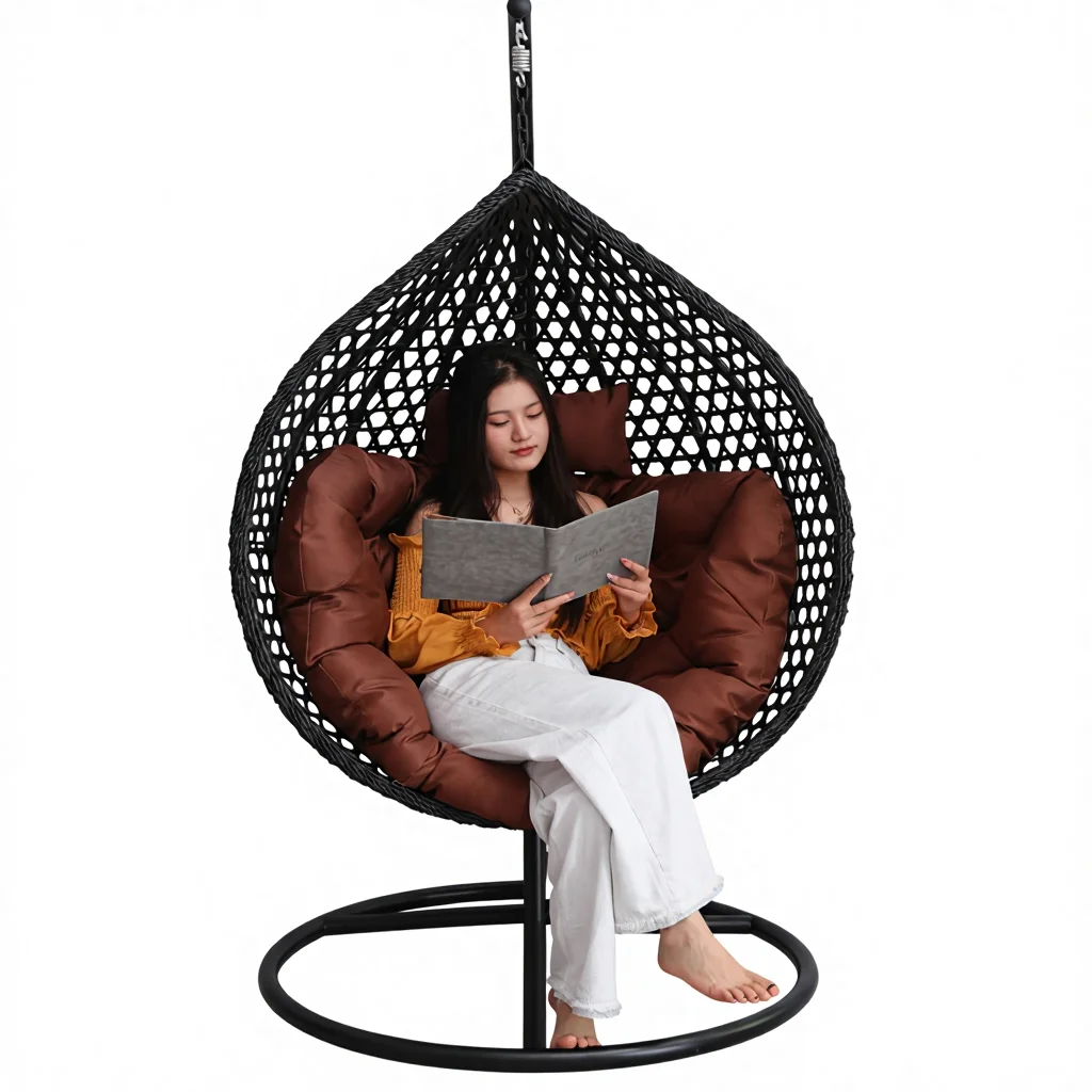 

Wholesale Custom Design Patio Swing Hanging Garden Single Seat Rattan Wicekr Egg Basket Chair for Living Room Balcony Bedroom