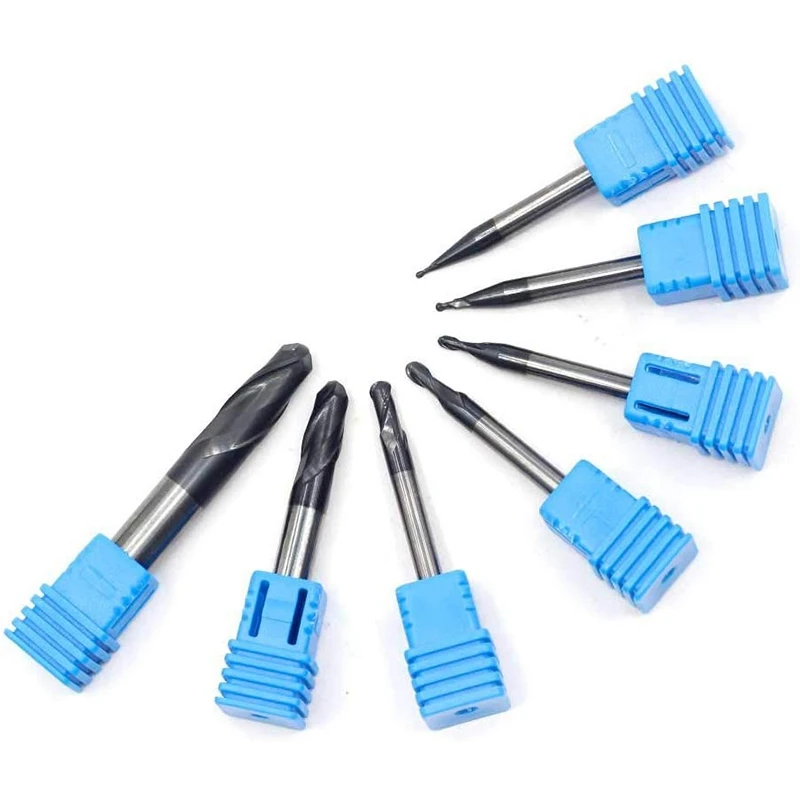 

BHBD-7Pcs Radius Ball Nose 2 Flutes Shank Spiral Deep Slotting Router Bits For CNC Milling Cutter Relief Carving End Mills