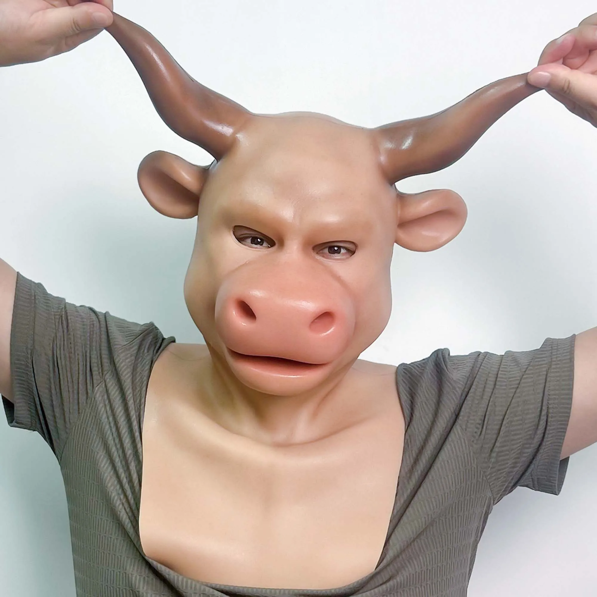 Máscara Zilasegy Realista Silicone Cow Bull, Cosplay Animal realista, Máscara Halloween