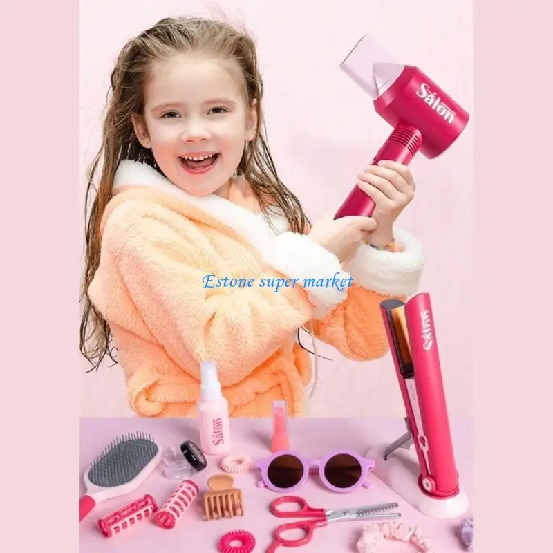 

090B Girl Pretend Play Beauty Salon Hair Styling Set For Kids Creative Social Skill