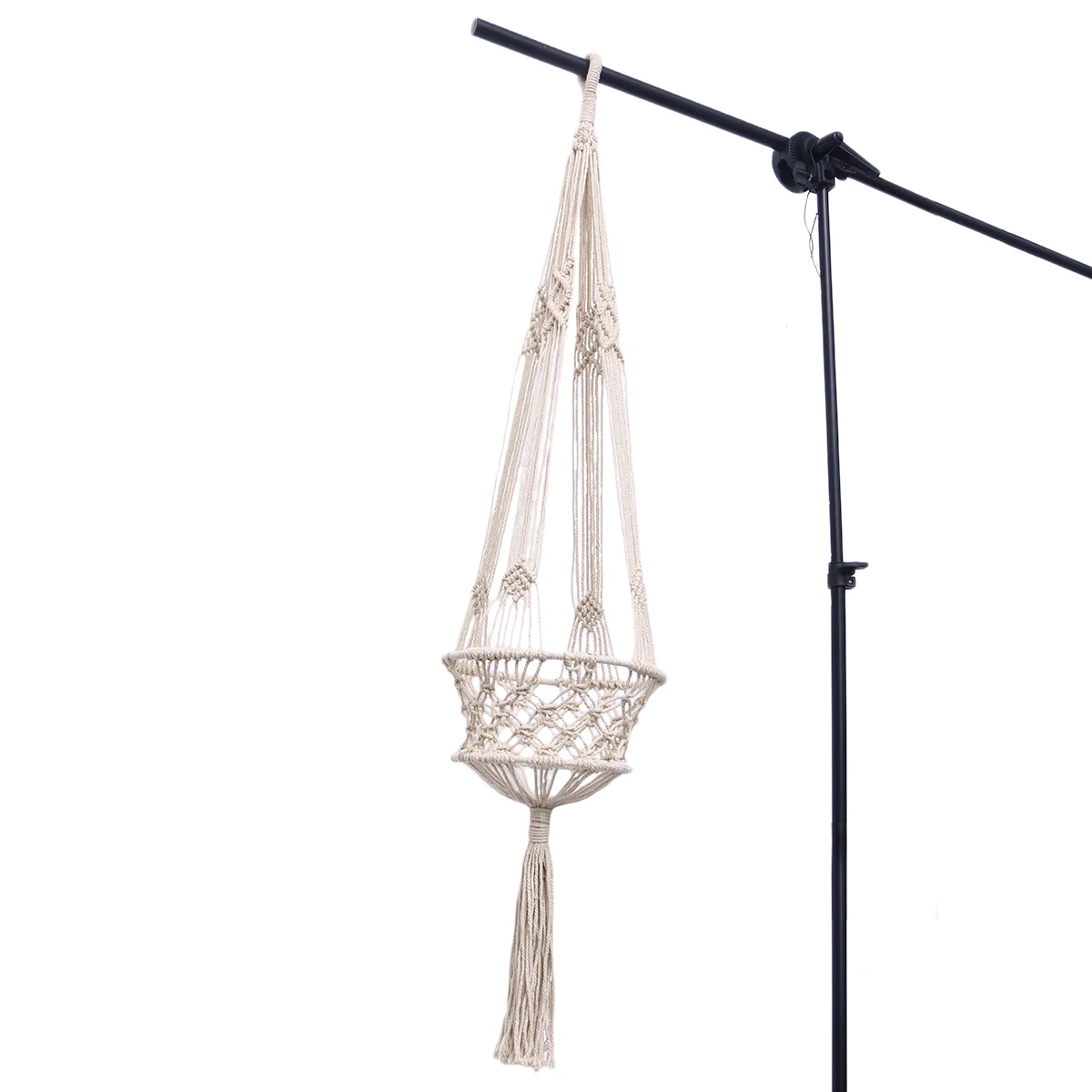 

Hand-Woven Hanging Flower Basket Plants Holder Hanger Cotton Rope Wall Hanging Decoration Beige Indoor Outdoor