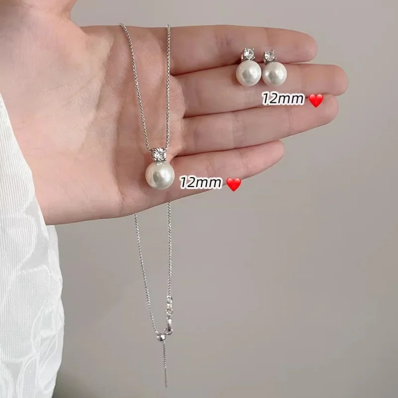 

Diana pearl necklace for women 2026 new popular French light luxury niche single Australian white pendant collarbone chain whole